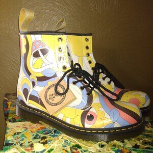 NWT Dr. Martens Mushroom Eye Psychadelic 1460 Vegan Faux Leather Boot PRICE FIRM